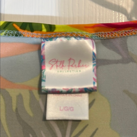 Stella Parker Tropical Leaf Print V-Neck Dress Size L - Picture 2 of 6